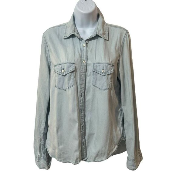 Aeropostale Light Wash Blue Jean Jacket Button Up Long Sleeve Women’s Medium - Picture 1 of 3
